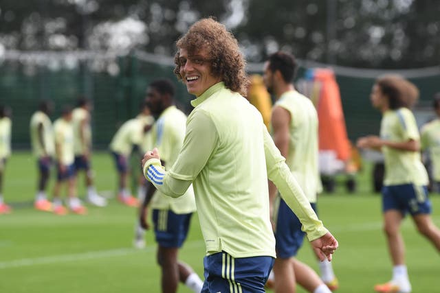 David Luiz of Arsenal during a training session