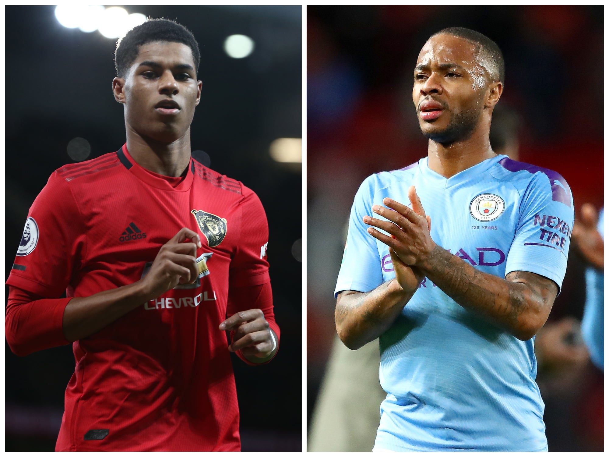 Pep Guardiola said he has huge admiration for Marcus Rashford and Raheem Sterling