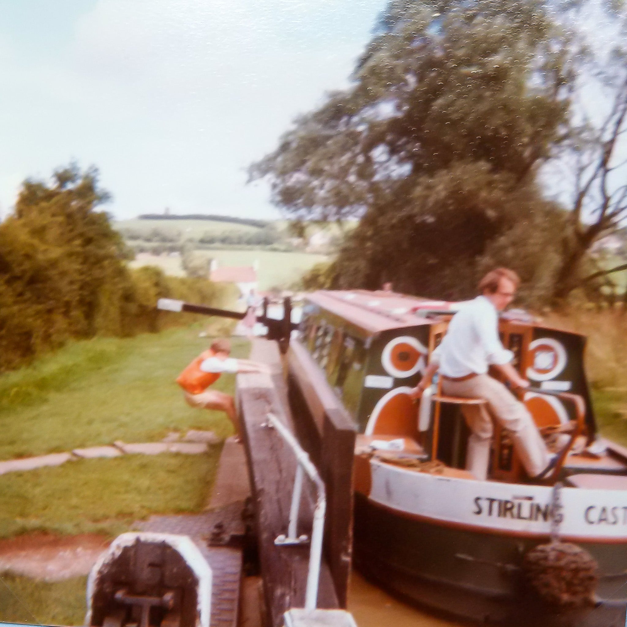 Jim and Ken on a damp boating trip circa 1980