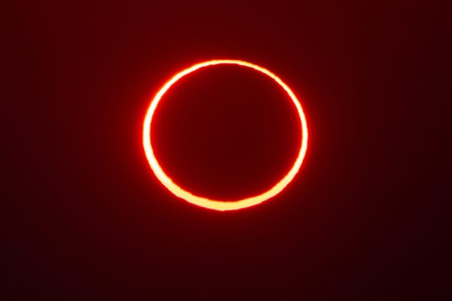 The eclipse, known as an annular solar eclipse, creates a 'ring of fire' around the moon