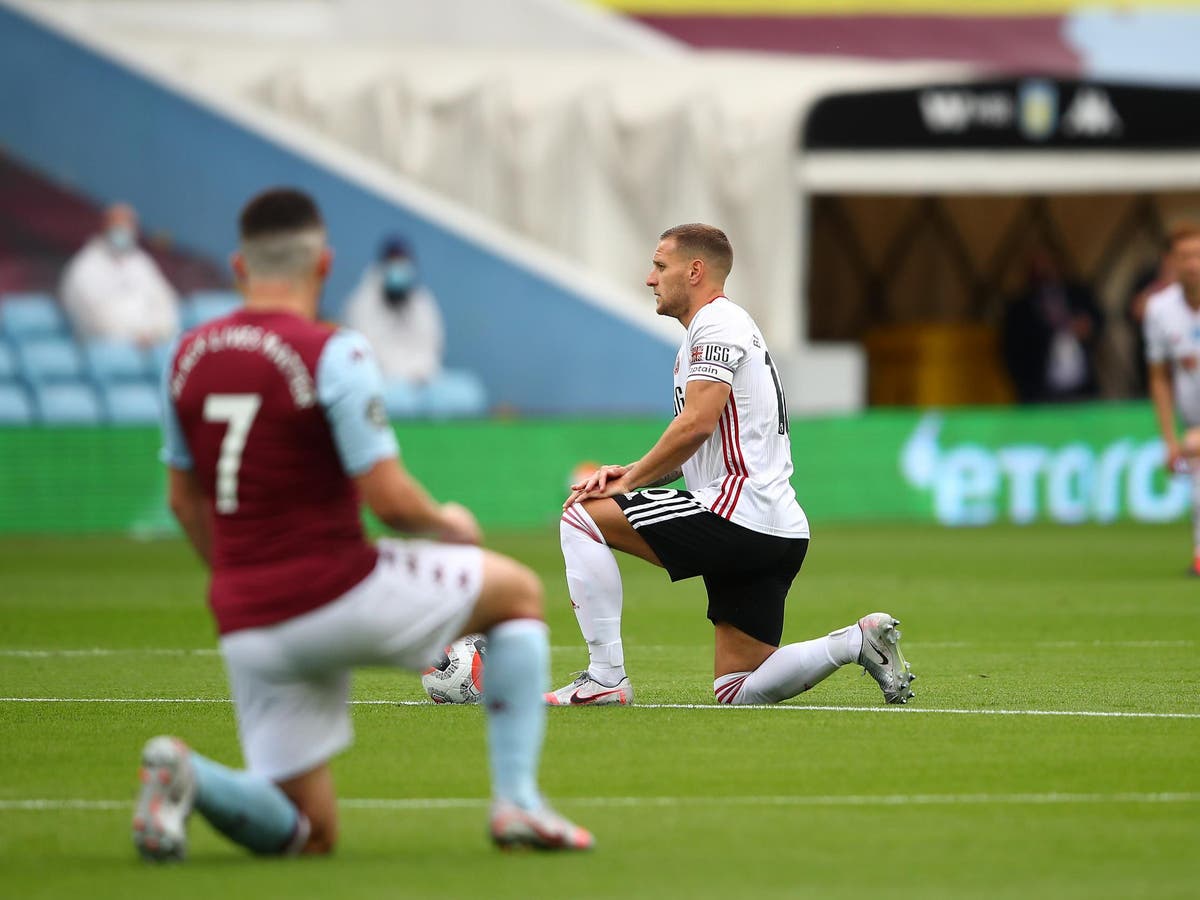 Premier League: Aston Villa and Sheffield United players take knee in BLM protest