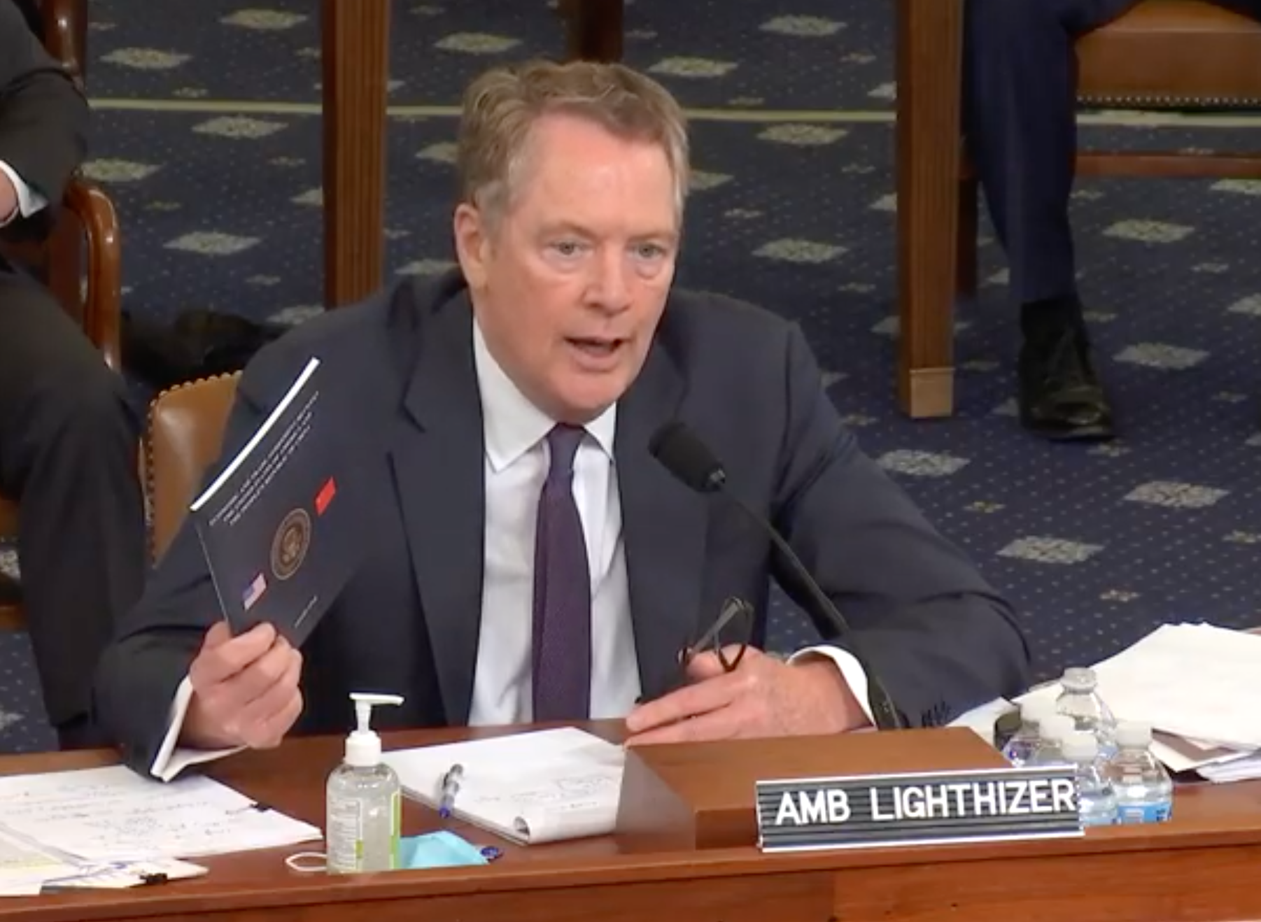 United States Trade Representative Ambassador Robert Lighthizer testifying before the House Ways and Means Committee on the 2020 Trade Policy Agenda on 17 June, 2020