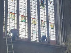 Bristol churches remove windows dedicated to slave trader Colston