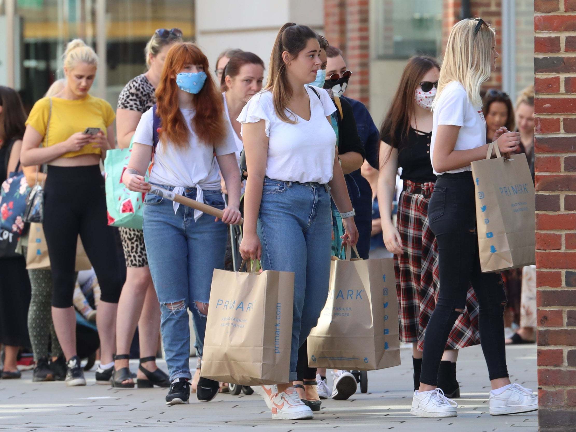 There was a rush when English shops first reopened but footfall was still down on the year