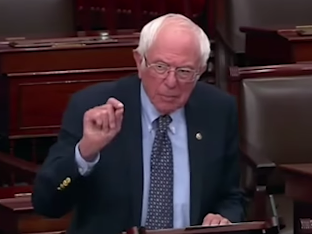 Vermont senator Bernie Sanders talking in the Senate on Thursday
