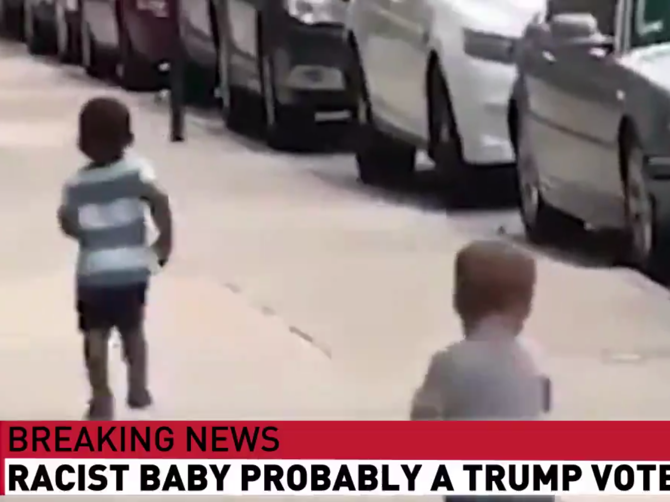The US president uploaded a doctored CNN video about a ‘racist baby’