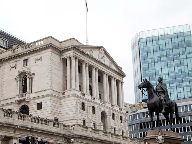 Bank of England and deserted streets of the financial district of the City of London