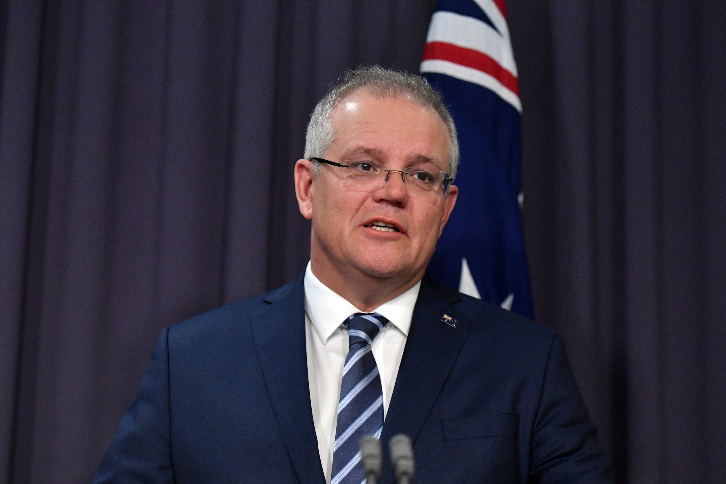 Scott Morrison speaks at a press conference in Canberra on Friday