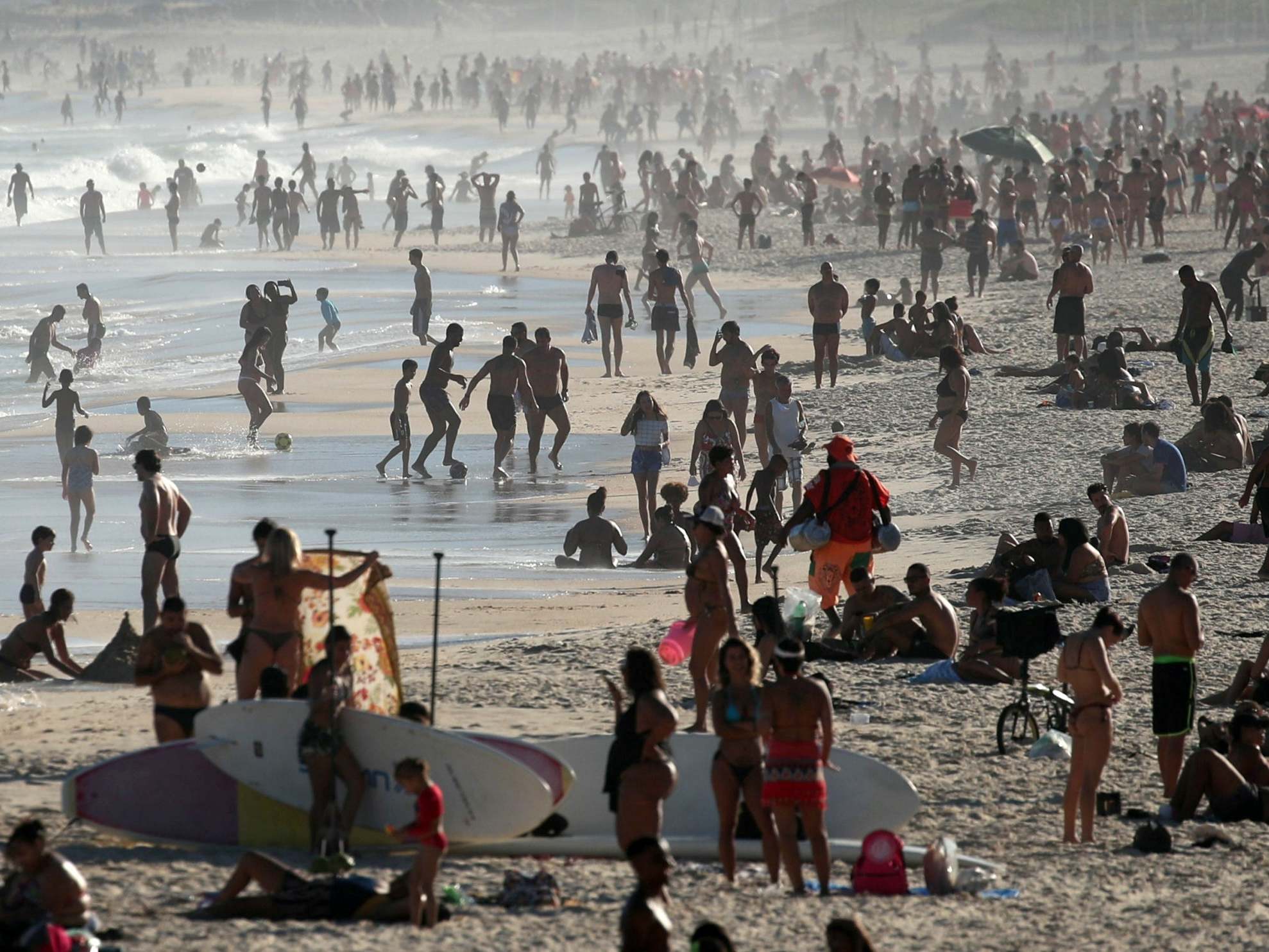 Sunbathers hit Ipanema beach despite the coronavirus outbreak in Rio de Janeiro, Brazil