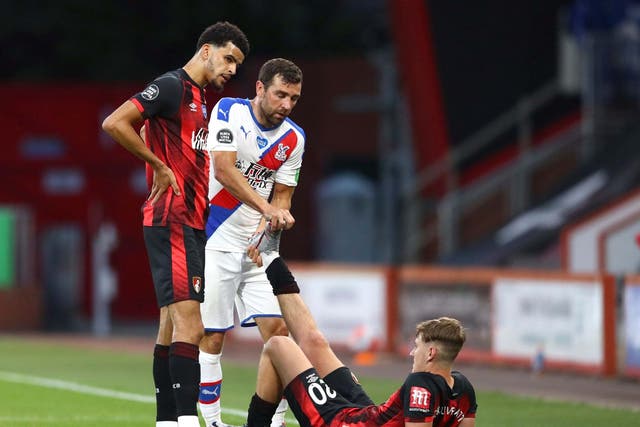 David Brooks suffered cramp towards the end of the defeat by Palace