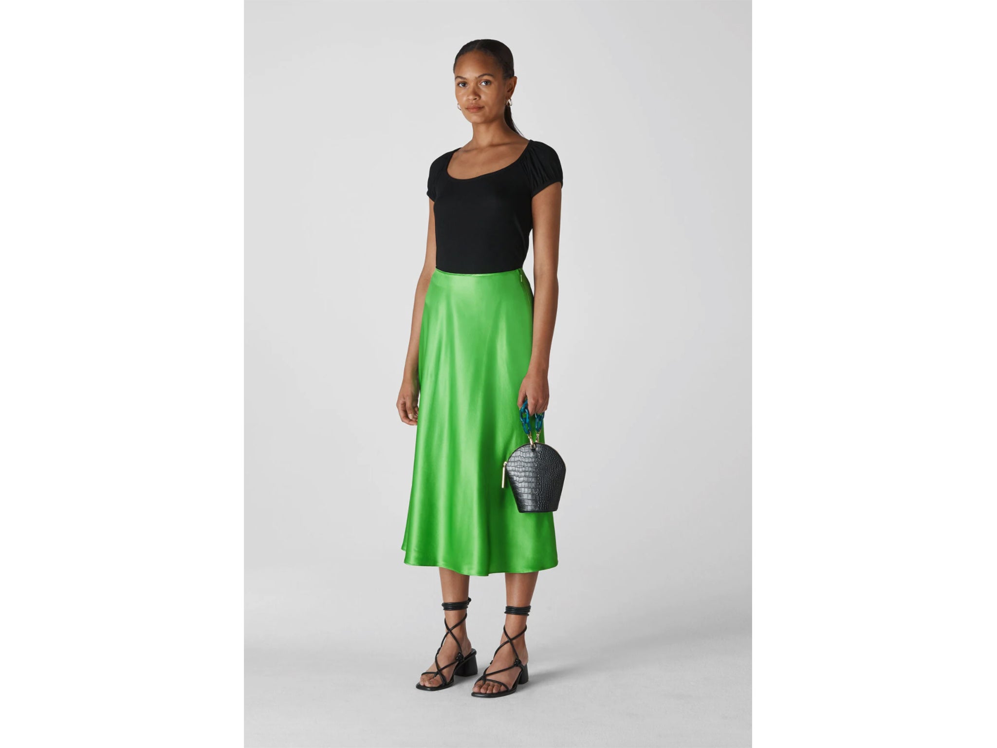 A satin slip skirt is a style that will last through the seasons