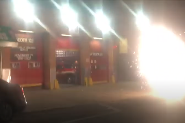 Firefighters filmed setting off fireworks in New York City