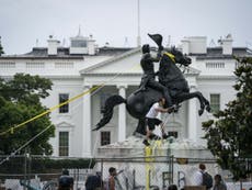 Police stop protesters from toppling Andrew Jackson statue