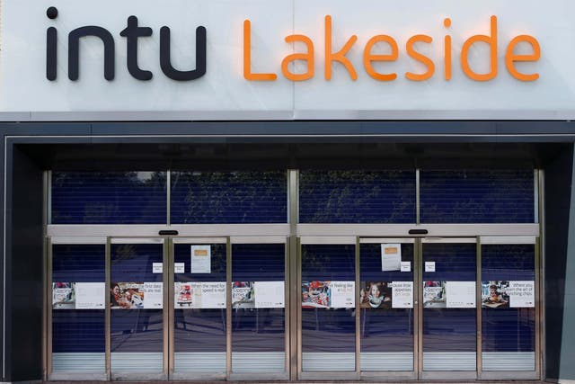 A entrance to Intu Lakeside in Thurrock is seen, following the outbreak of the coronavirus disease
