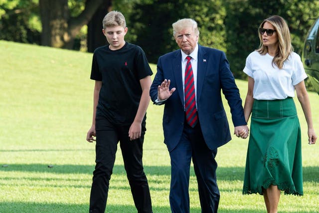 US President Donald Trump, First Lady Melania Trump and their son Barron Trump