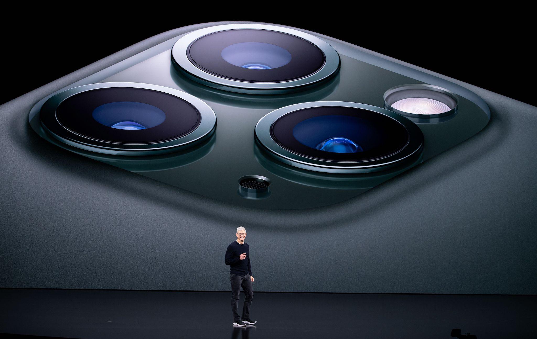 Apple CEO Tim Cook speaks on-stage during a product launch event at Apple's headquarters in Cupertino, California on September 10, 2019
