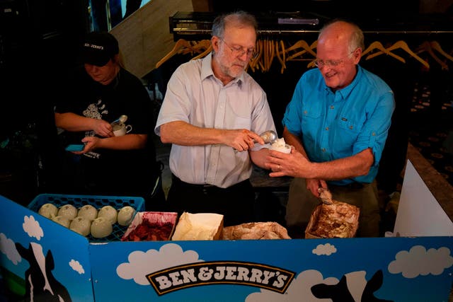 <p>Ben & Jerry’s cofounders Ben Cohen and Jerry Greenfield back in 2019</p>