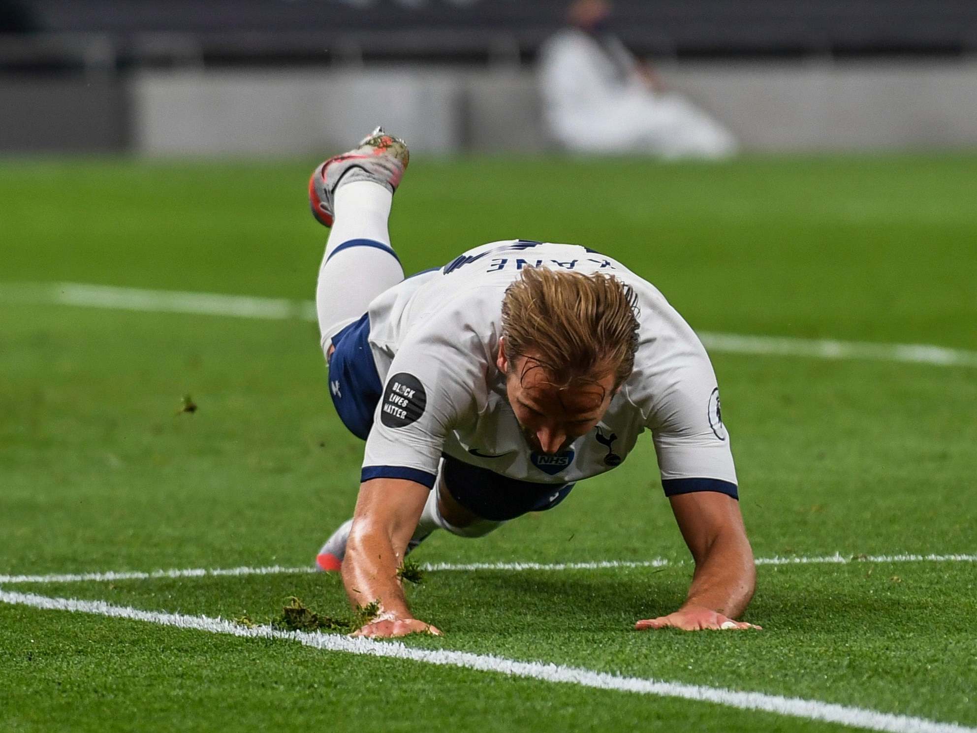 Harry Kane celebrates after scoring for Tottenham against West Ham