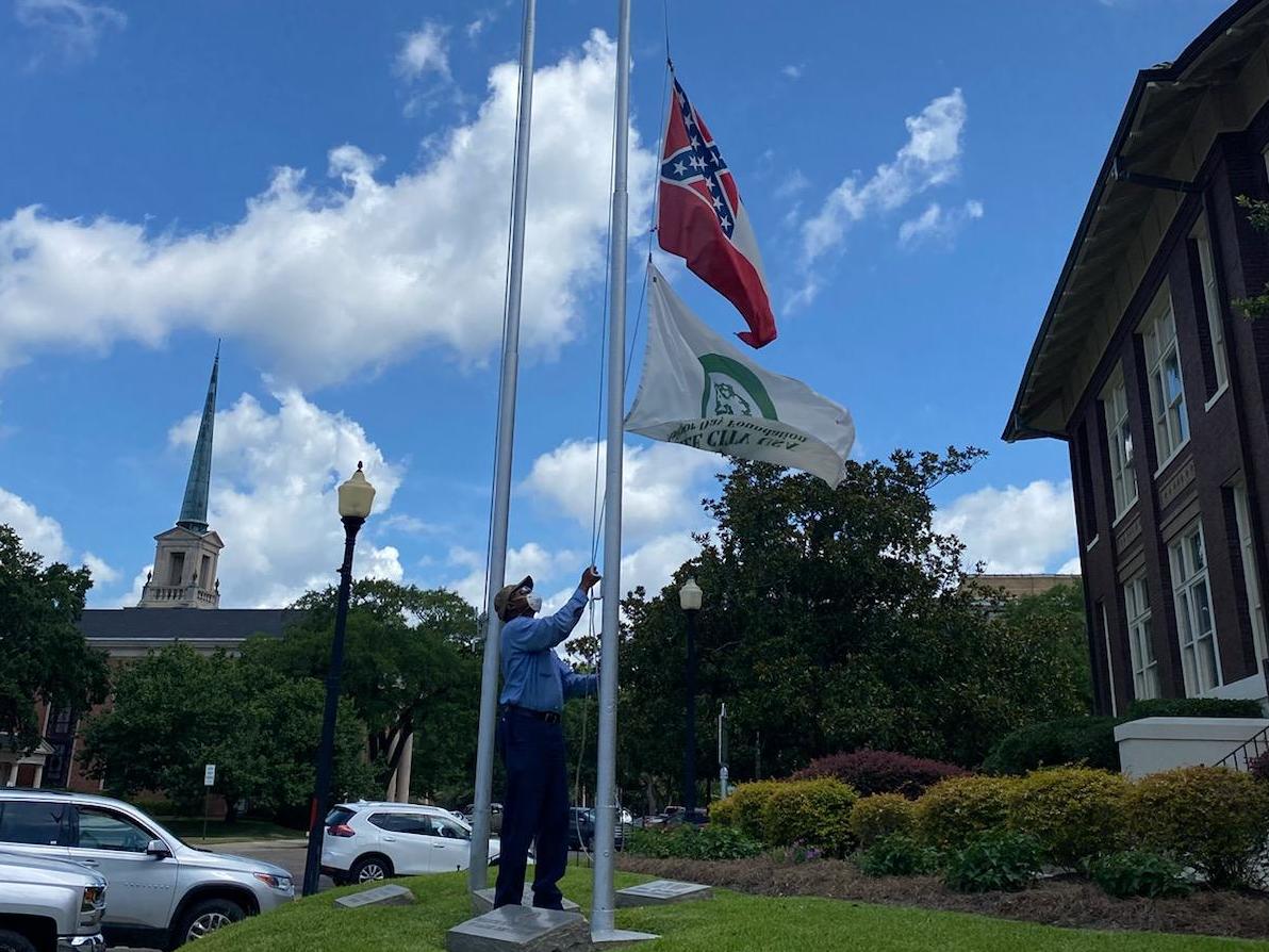 The mayor of Laurel, Mississippi ordered the removal of the state's flag from city properties as officials debate its future