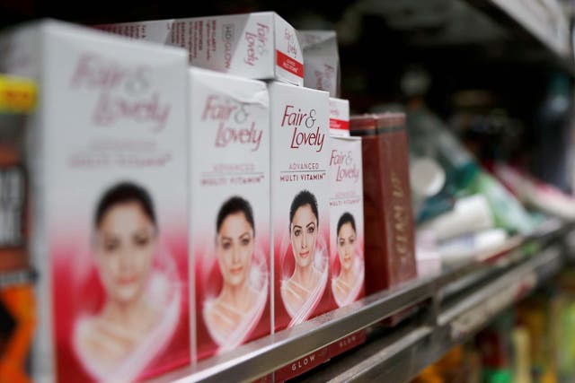 "Fair & Lovely" brand of skin lightening products are seen on the shelf of a consumer store in New Delhi