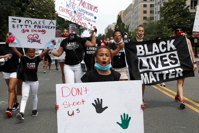 Black Lives Matter campaigners protest in Washington DC
