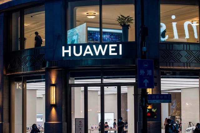 A Huawei global flagship store ahead of its opening in Shanghai