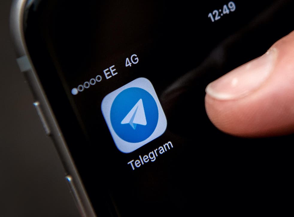 A close-up view of the Telegram messaging app is seen on a smart phone on May 25, 2017 in London, England