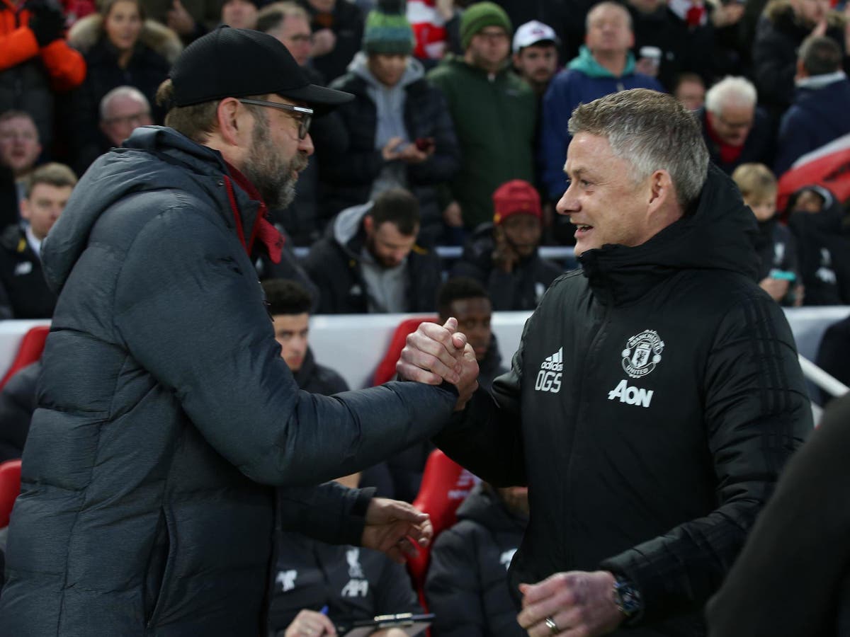 Manchester United manager Ole Gunnar Solskjaer congratulates Liverpool on Premier League title win