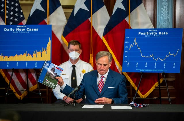 Greg Abbott was one of the first US governors to start lifting his state's lockdown
