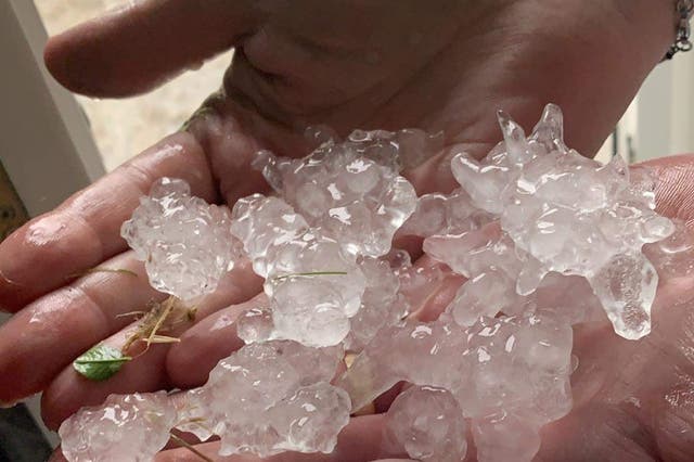 Large, jagged hailstones fell in Sheffield on Friday evening