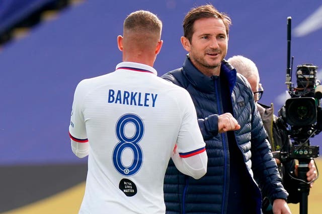 Frank Lampard congratulates Ross Barkley after full-time