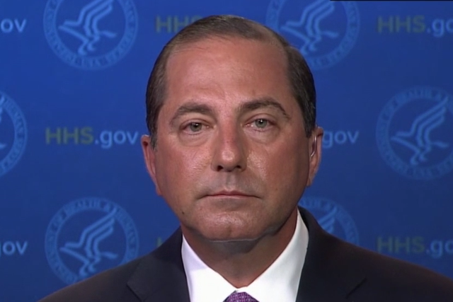 Health and human services secretary Alex Azar speaking to Jake Tapper