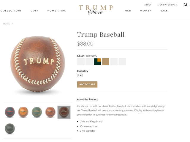 The Trump Organisation's dubiously priced baseball