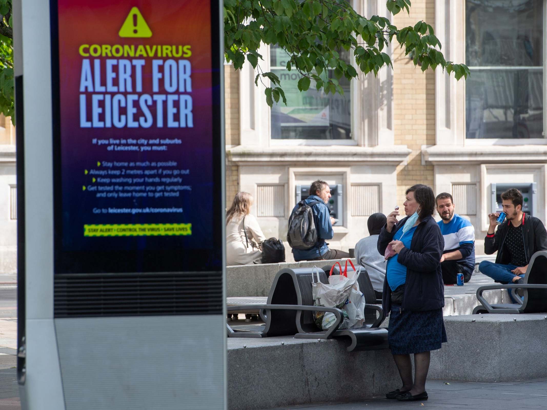 An NHS public safety message in Leicester after the health cecretary Matt Hancock imposed a local lockdown following a spike in coronavirus cases in the city