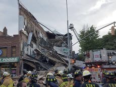 Three-storey building collapses in New York City