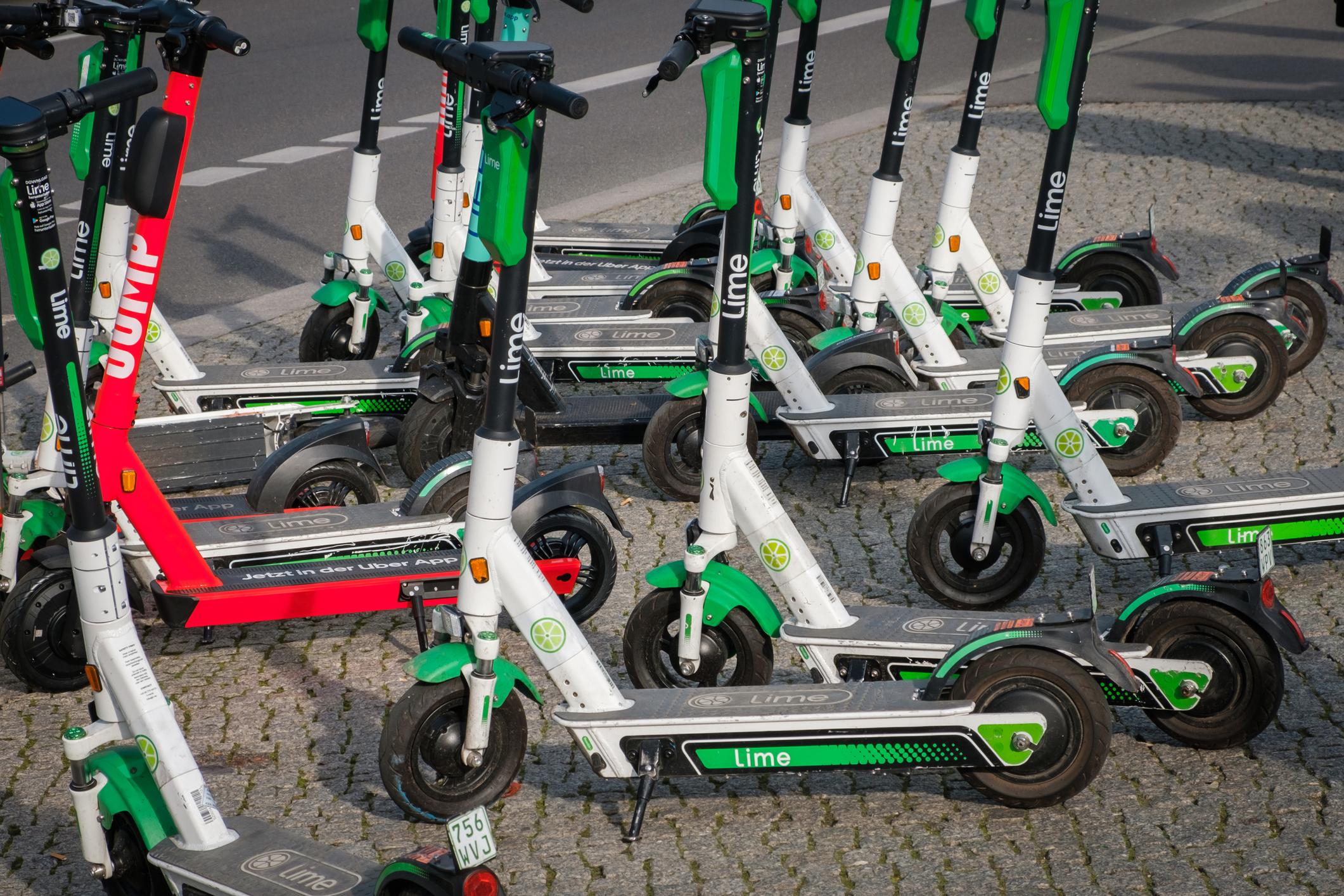 E-scooters on the pavement in Berlin