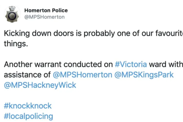 The tweet which was sent from the official MPSHomerton account