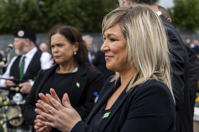 Deputy first minister Michelle O'Neill attends the funeral of Bobby Storey in west Belfast on 30 July, 2020.