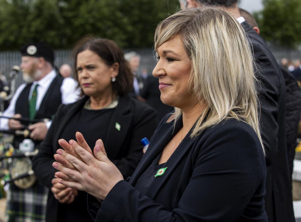 Deputy first minister Michelle O'Neill attends the funeral of Bobby Storey in west Belfast on 30 July, 2020.