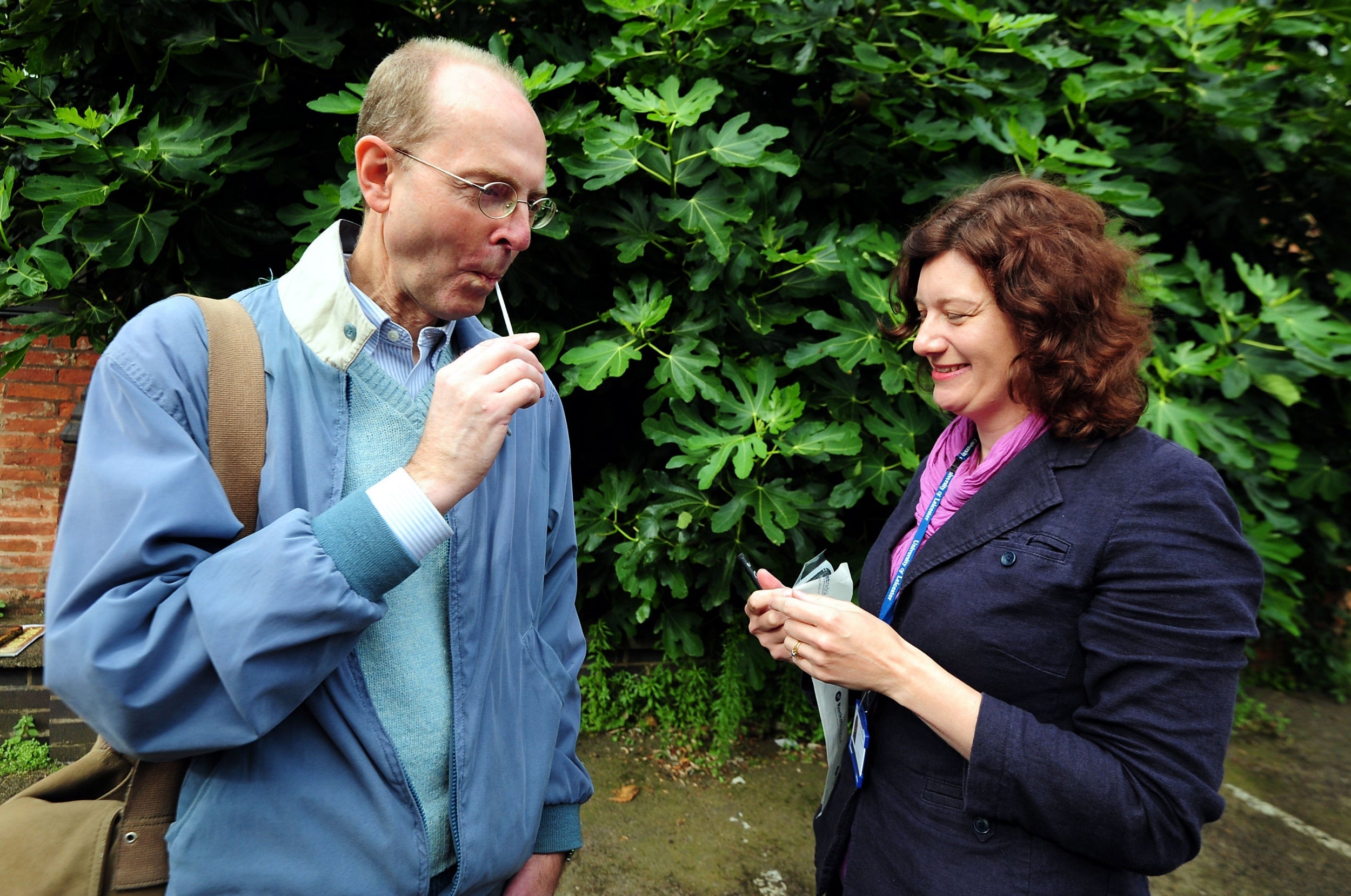 Professor Turi King takes a DNA sample from a 17th-generation great nephew of Richard III