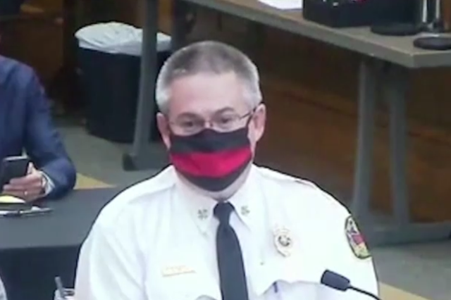 Tuscaloosa fire chief Randy Smith speaking at a City Council meeting on Tuesday