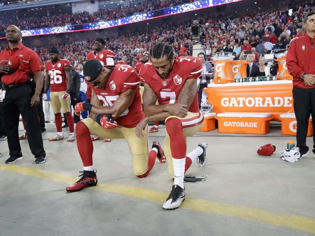 Colin Kaepernick was forced out of the NFL after protesting during the national anthem in 2016