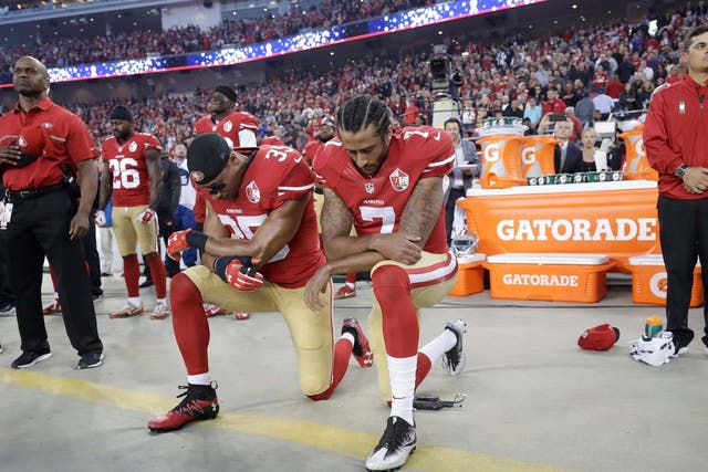 Colin Kaepernick was forced out of the NFL after protesting during the national anthem in 2016