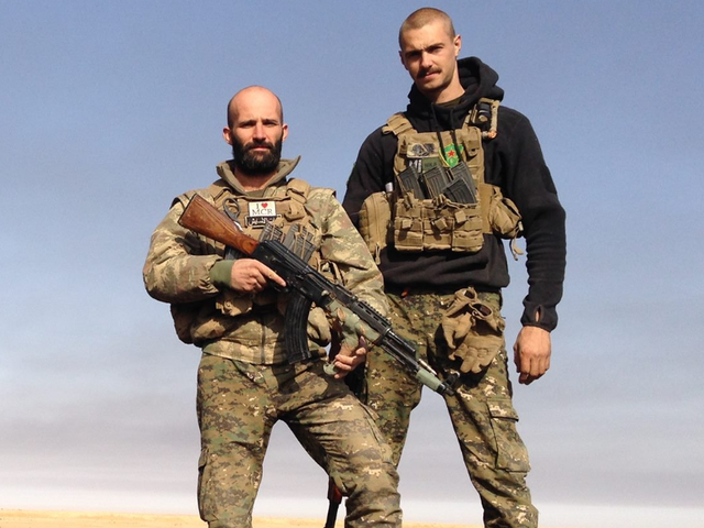 Daniel Burke (left) with Ollie Hall, a British YPG volunteer who was killed in action in 2017