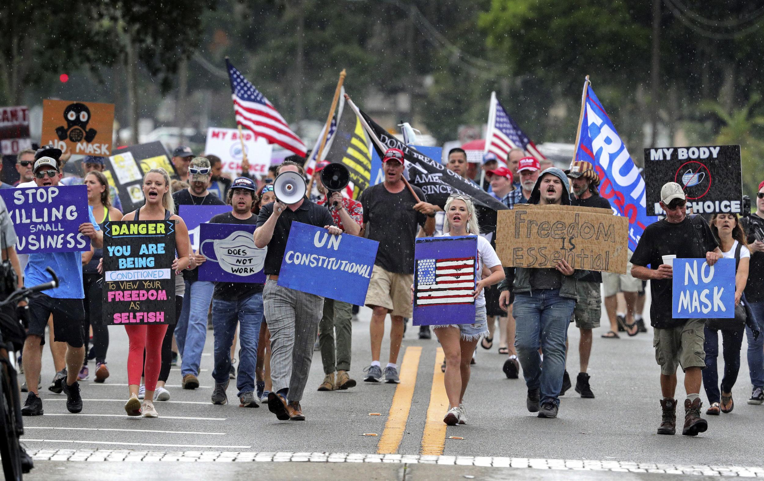 Personal liberty: lockdown protesters believe the virus is a hoax and refuse to wear masks
