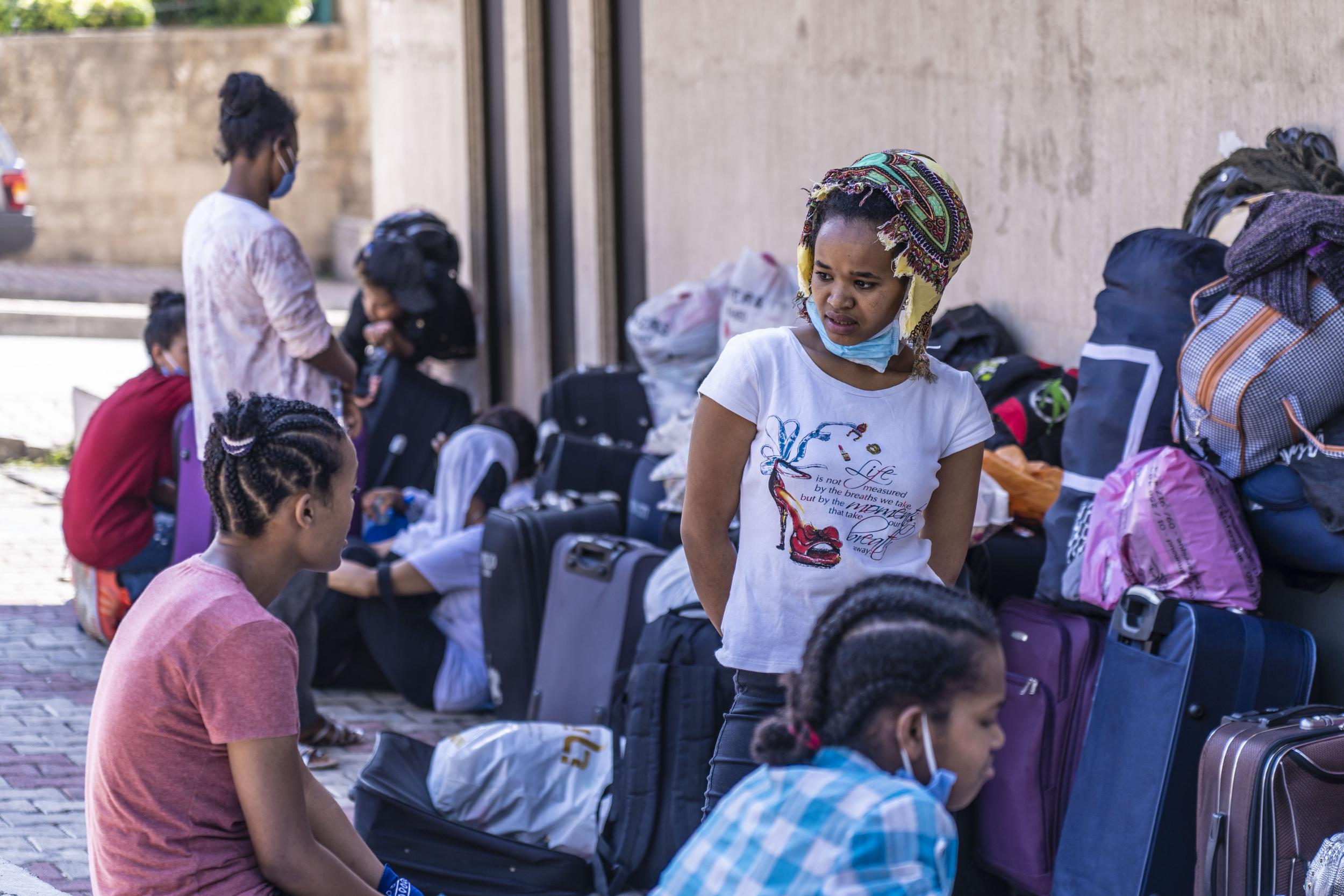 Ethiopian domestic workers sleeping rough outside their embassy in Beirut say some haven’t been paid in a year