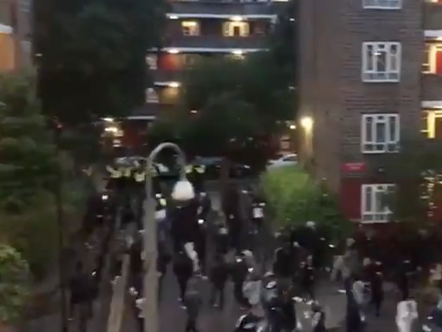 Footage shows police officers being chased from the scene of an illegal party in west London