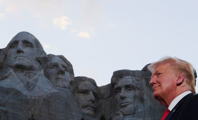 Trump in front of Mount Rushmore at South Dakota’s Independence Day event