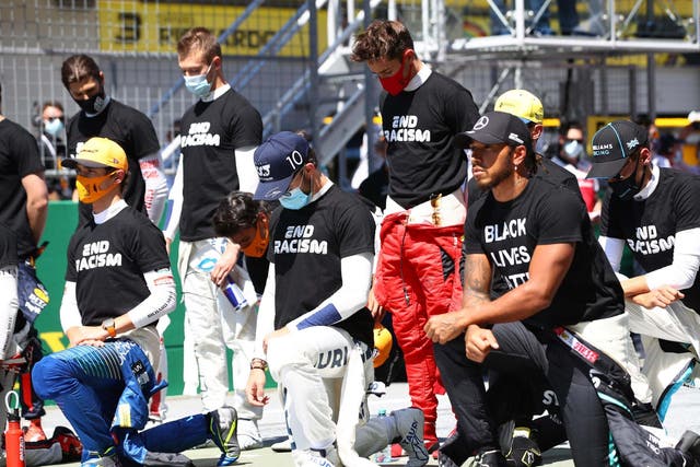 Lewis Hamilton takes a knee before the Austrian Grand Prix but six drivers choose not to