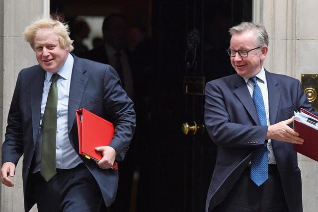Boris Johnson and Michael Gove leave 10 Downing Street during Theresa May’s premiership